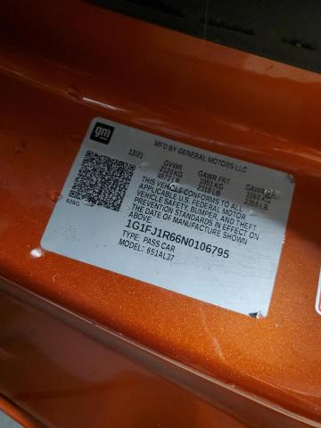 2022 CHEVROLET CAMARO ZL1 1G1FJ1R66N0106795