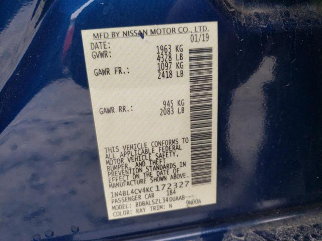 2019 NISSAN ALTIMA SR 1N4BL4CV4KC172327