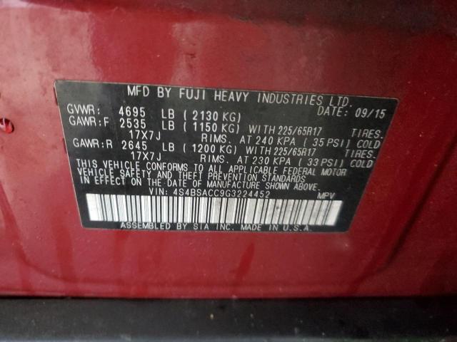 2016 SUBARU OUTBACK 2. - 4S4BSACC9G3224452