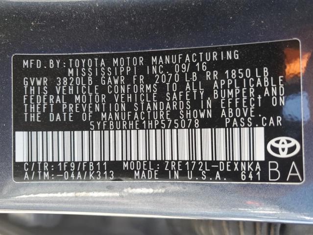 2017 TOYOTA COROLLA L - 5YFBURHE1HP575078