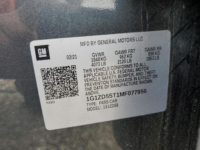 2021 CHEVROLET MALIBU LT 1G1ZD5ST1MF077956