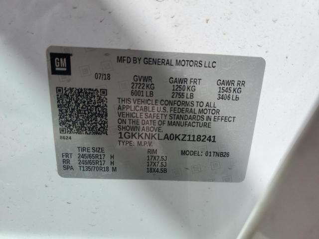 2019 GMC ACADIA SLE - 1GKKNKLA0KZ118241