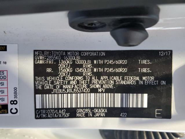 2018 TOYOTA 4RUNNER SR - JTEBU5JRXJ5537420
