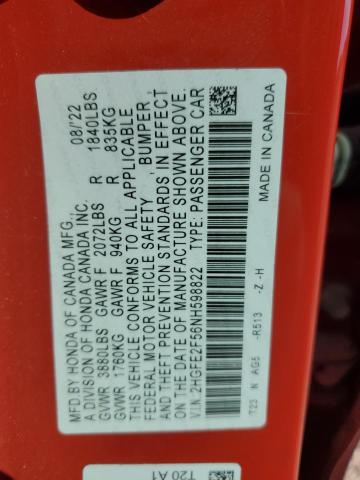 2022 HONDA CIVIC SPOR - 2HGFE2F56NH598822