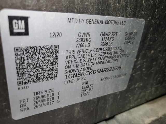 2021 CHEVROLET SUBURBAN L - 1GNSKCKD5MR231506