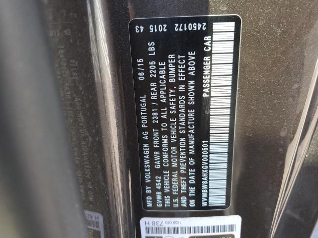 2016 VOLKSWAGEN EOS KOMFOR WVWBW8AHXGV000501