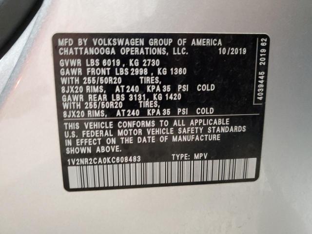 2019 VOLKSWAGEN ATLAS SEL - 1V2NR2CA0KC608483
