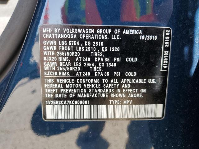 2019 VOLKSWAGEN ATLAS SEL - 1V2ER2CA7KC609601