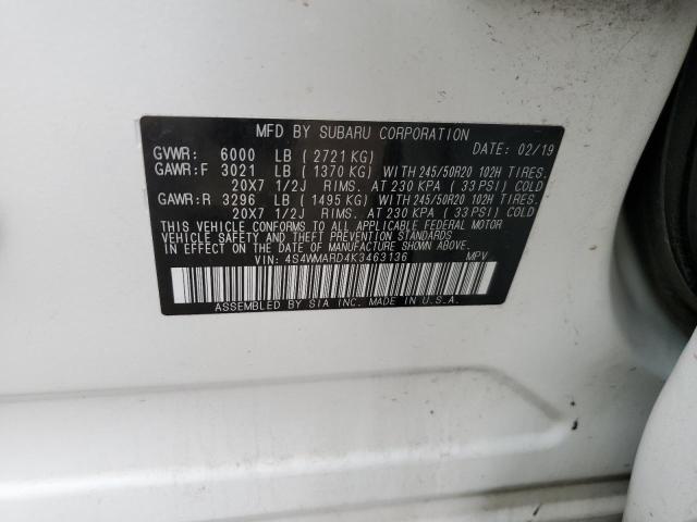 2019 SUBARU ASCENT TOU 4S4WMARD4K3463136