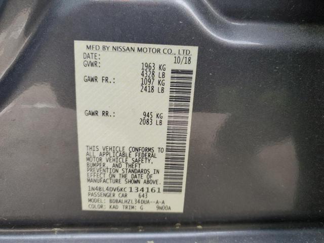 2019 NISSAN ALTIMA SV - 1N4BL4DV6KC134161