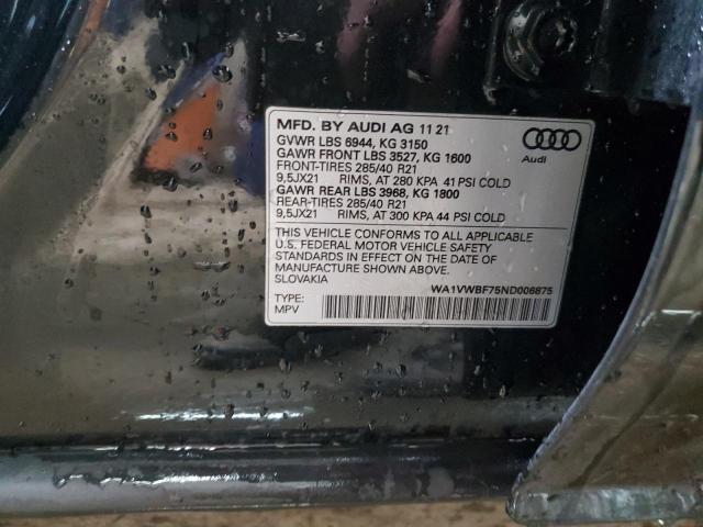 2022 AUDI SQ7 PRESTI - WA1VWBF75ND006875