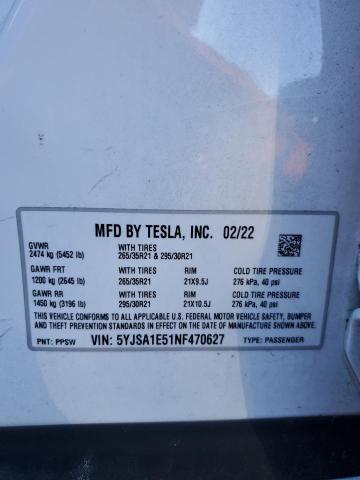 2022 TESLA MODEL S - 5YJSA1E51NF470627