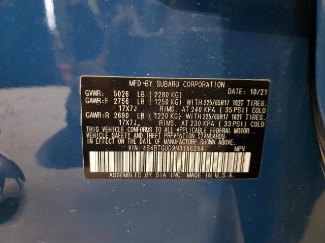 2022 SUBARU OUTBACK WI 4S4BTGUD9N3156254