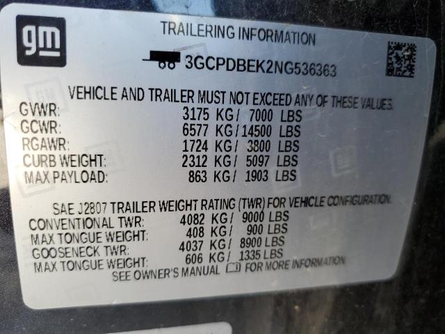 2022 CHEVROLET SILVERADO - 3GCPDBEK2NG536363