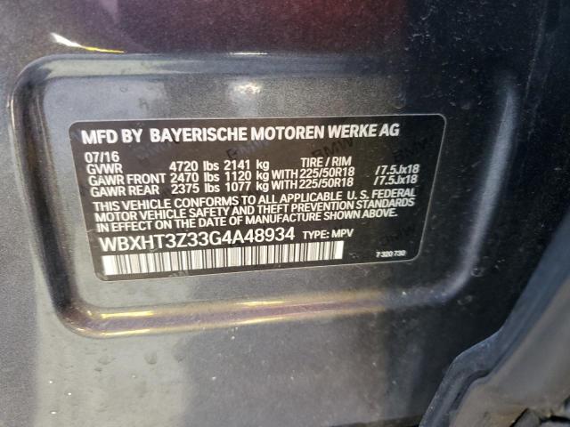 2016 BMW X1 XDRIVE2 WBXHT3Z33G4A48934