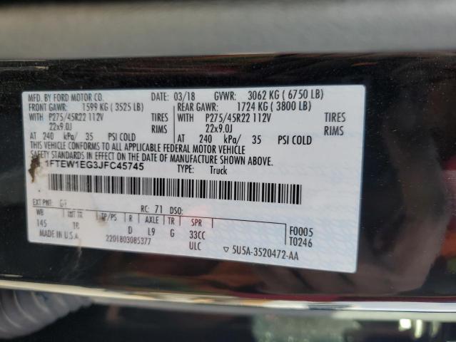 2018 FORD F150 SUPER - 1FTEW1EG3JFC45745