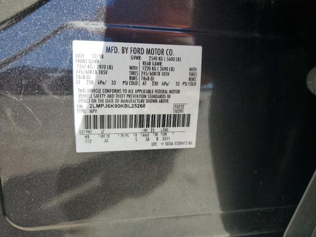 2019 LINCOLN NAUTILUS S 2LMPJ6K90KBL25260