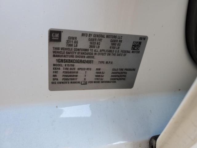 2016 CHEVROLET TAHOE K150 - 1GNSKBKC6GR424981