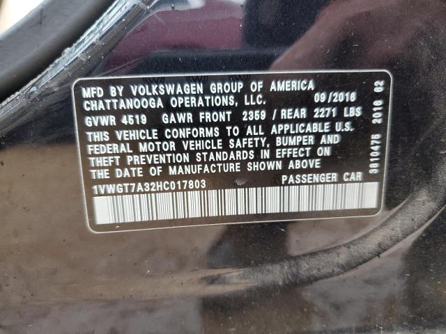 2017 VOLKSWAGEN PASSAT SE - 1VWGT7A32HC017803