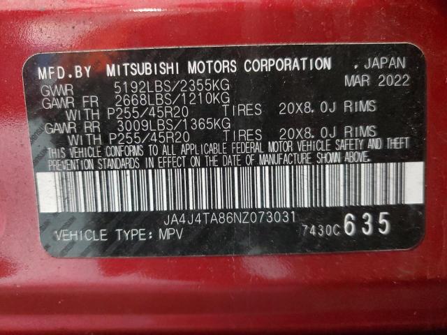 2022 MITSUBISHI OUTLANDER - JA4J4TA86NZ073031