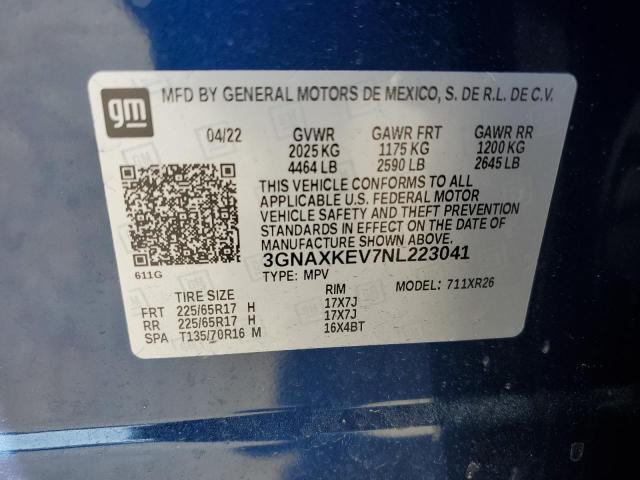 2022 CHEVROLET EQUINOX LT - 3GNAXKEV7NL223041
