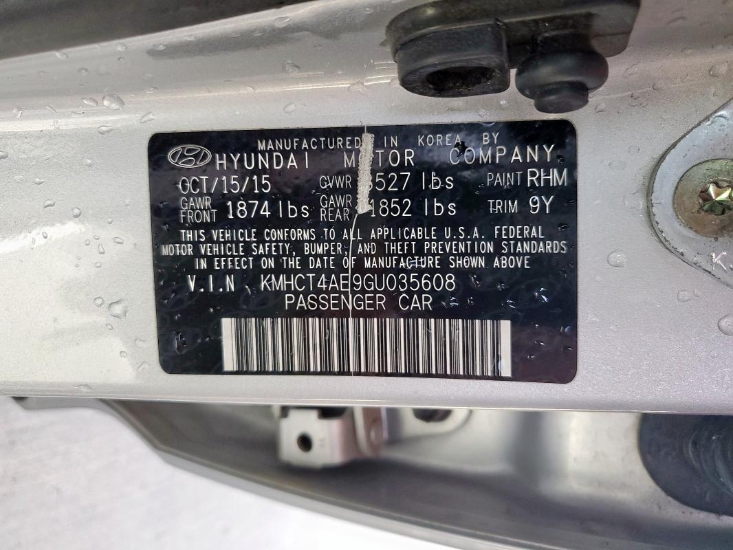 2016 HYUNDAI ACCENT SE KMHCT4AE9GU035608