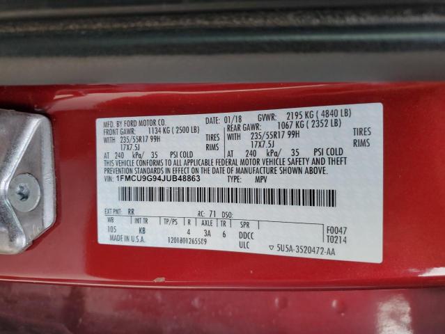 2018 FORD ESCAPE SE - 1FMCU9G94JUB48863