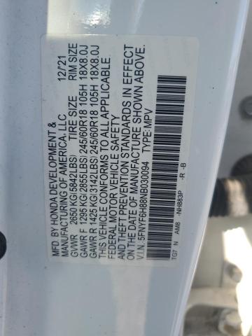 2022 HONDA PILOT TRAI 5FNYF6H88NB030094