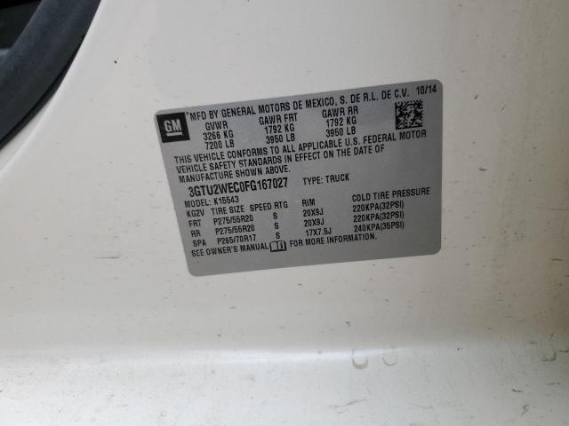 2015 GMC SIERRA K15 3GTU2WEC0FG167027