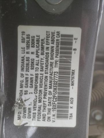 2019 HONDA CIVIC LX - 19XFC2F68KE027773