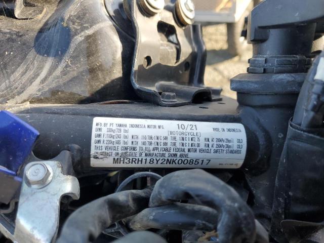 2022 YAMAHA YZFR3 A MH3RH18Y2NK008517
