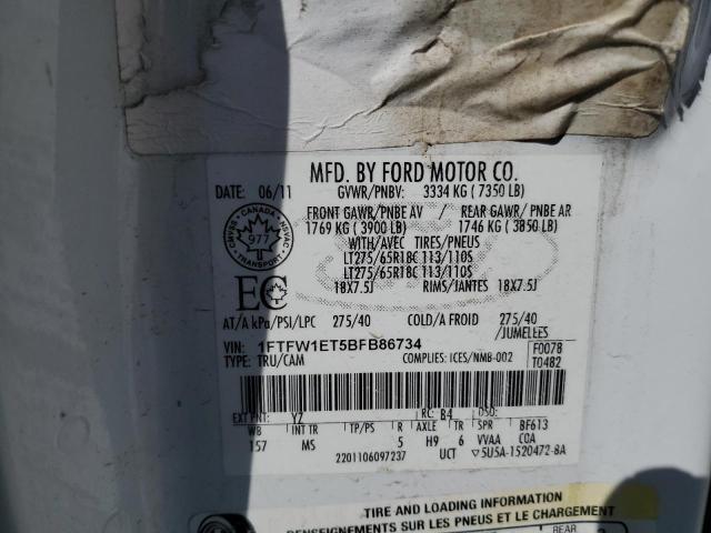 2011 FORD F150 SUPER - 1FTFW1ET5BFB86734