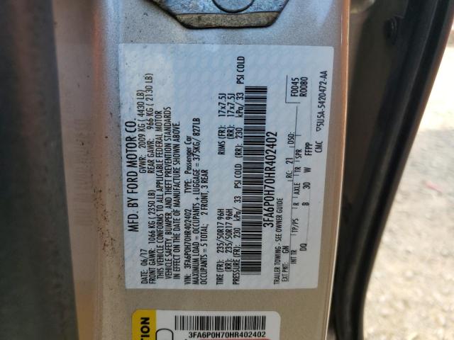 2017 FORD FUSION SE - 3FA6P0H70HR402402