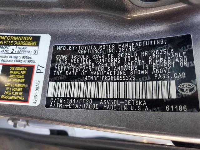 2017 TOYOTA CAMRY LE - 4T1BF1FK3HU659325