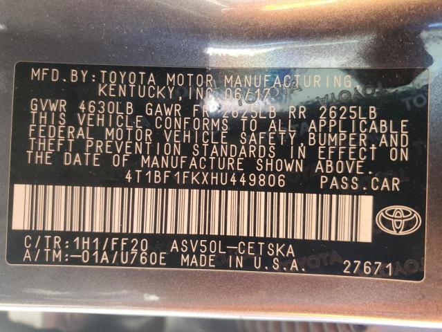 2017 TOYOTA CAMRY LE - 4T1BF1FKXHU449806