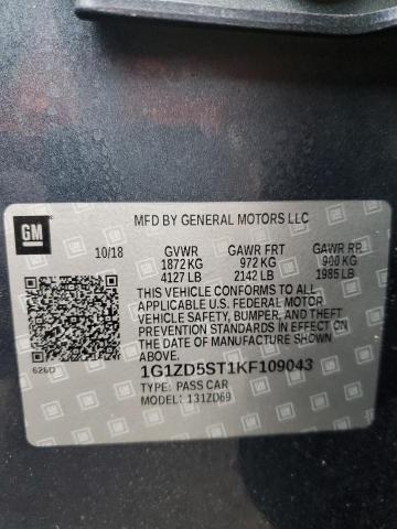 2019 CHEVROLET MALIBU LT - 1G1ZD5ST1KF109043