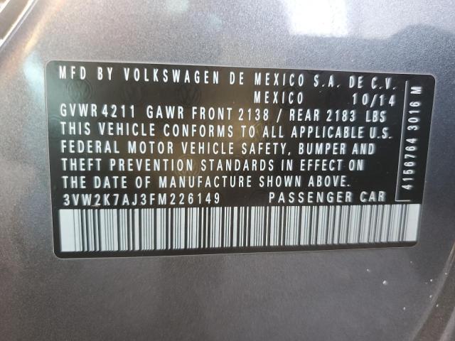 2015 VOLKSWAGEN JETTA BASE - 3VW2K7AJ3FM226149