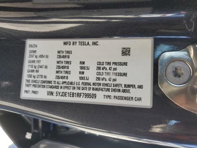 2024 TESLA MODEL 3 - 5YJ3E1EB1RF799509
