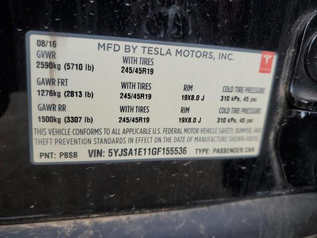 2016 TESLA MODEL S - 5YJSA1E11GF155536