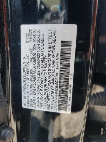 2022 HONDA PILOT SE 5FNYF6H28NB036294