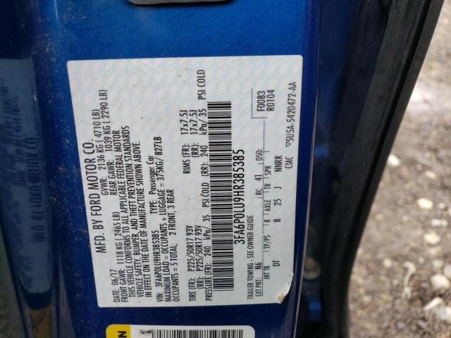 2017 FORD FUSION SE - 3FA6P0LU9HR385385