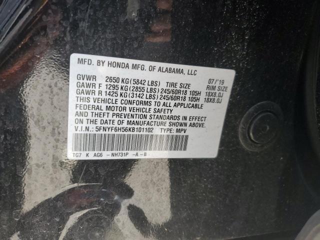 2019 HONDA PILOT EXL - 5FNYF6H56KB101102