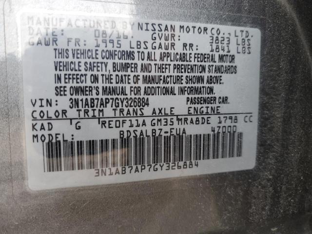 2016 NISSAN SENTRA S - 3N1AB7AP7GY326884