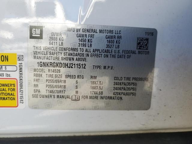 2017 CHEVROLET TRAVERSE L - 1GNKRGKD0HJ211512