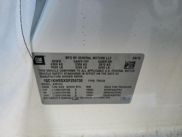 2016 CHEVROLET SILVERADO - 1GC1KWEGXGF259738