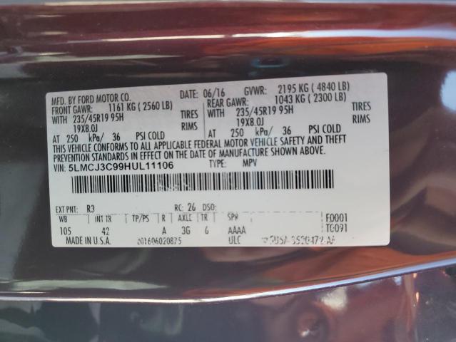2017 LINCOLN MKC RESERV 5LMCJ3C99HUL11106