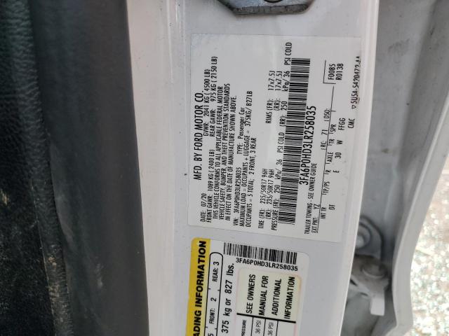2020 FORD FUSION SE - 3FA6P0HD3LR258035