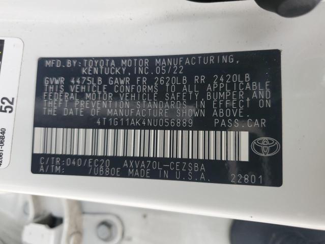2022 TOYOTA CAMRY 4T1G11AK4NU056889