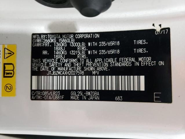 2017 LEXUS RX 350 BAS - JTJBZMCAXH2027598