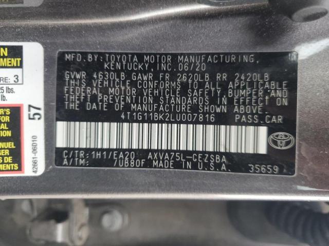 2020 TOYOTA CAMRY SE - 4T1G11BK2LU007816